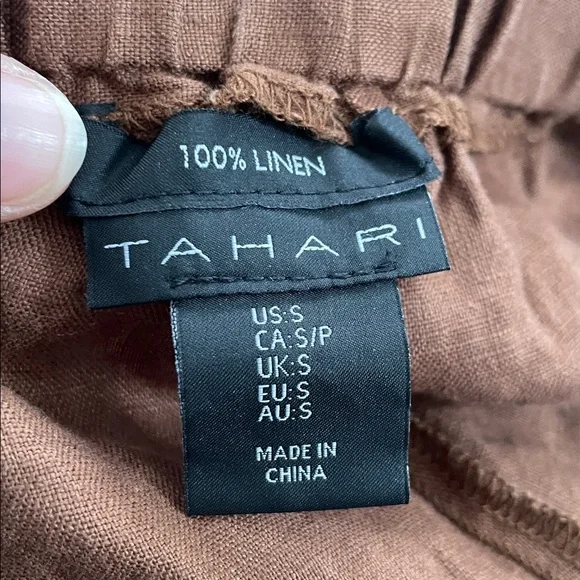 Tahari 100% Linen Wide Leg Pants Size S - Picture 3 of 3